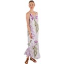 Beautiful Purple Flower Butterflies Pattern Cami Maxi Ruffle Chiffon Dress View1