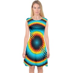 Art Artwork Fractal Digital Art Geometric Capsleeve Midi Dress by Pakrebo