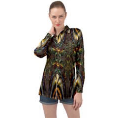 Abstract Art Artwork Fractal Pattern Long Sleeve Satin Shirt