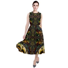 Abstract Art Artwork Fractal Pattern Round Neck Boho Dress