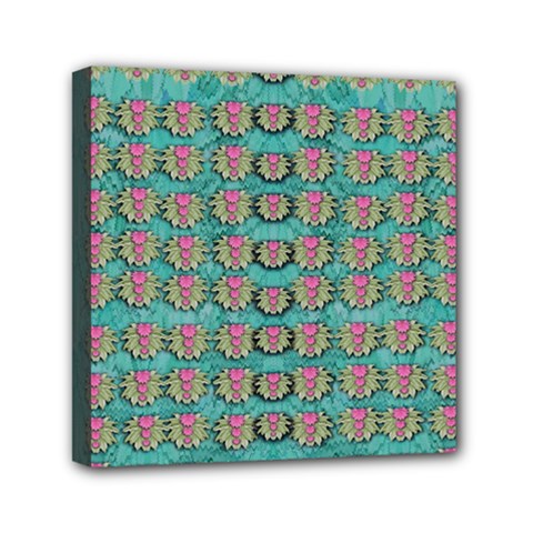 Lotus Bloom In The Sacred Soft Warm Sea Mini Canvas 6  X 6  (stretched) by pepitasart