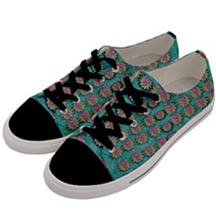 Lotus Bloom In The Sacred Soft Warm Sea Men s Low Top Canvas Sneakers by pepitasart