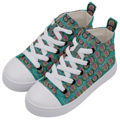 Lotus Bloom In The Sacred Soft Warm Sea Kids  Mid-top Canvas Sneakers by pepitasart