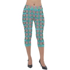 Lotus Bloom In The Sacred Soft Warm Sea Lightweight Velour Capri Leggings  by pepitasart