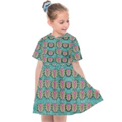 Lotus Bloom In The Sacred Soft Warm Sea Kids  Sailor Dress by pepitasart