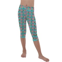 Lotus Bloom In The Sacred Soft Warm Sea Kids  Lightweight Velour Capri Leggings  by pepitasart