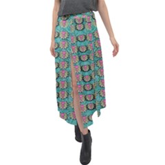 Lotus Bloom In The Sacred Soft Warm Sea Velour Split Maxi Skirt