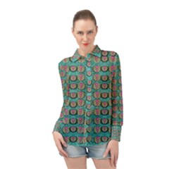 Lotus Bloom In The Sacred Soft Warm Sea Long Sleeve Chiffon Shirt