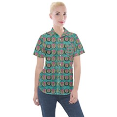 Lotus Bloom In The Sacred Soft Warm Sea Women s Short Sleeve Pocket Shirt