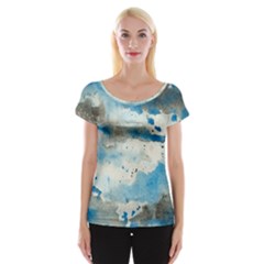 Watercolor Splatter Cap Sleeve Top