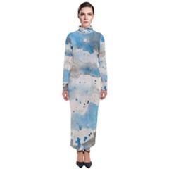 Watercolor Splatter Turtleneck Maxi Dress