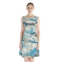 Watercolor Splatter Sleeveless Waist Tie Chiffon Dress View1