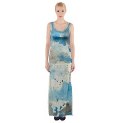 Watercolor Splatter Thigh Split Maxi Dress