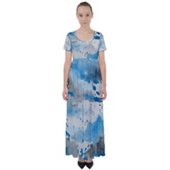 Watercolor Splatter High Waist Short Sleeve Maxi Dress