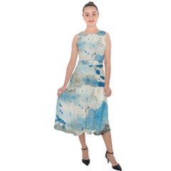 Watercolor Splatter Midi Tie-back Chiffon Dress by blkstudio