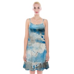 Watercolor Splatter Spaghetti Strap Velvet Dress