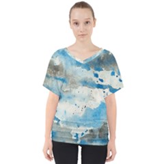 Watercolor Splatter V-neck Dolman Drape Top