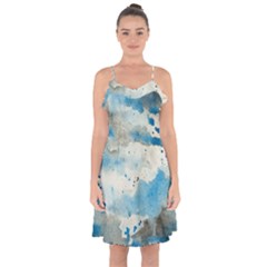 Watercolor Splatter Ruffle Detail Chiffon Dress by blkstudio