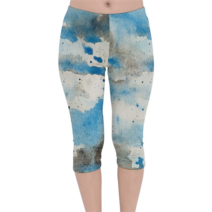 Watercolor Splatter Velvet Capri Leggings 