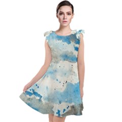 Watercolor Splatter Tie Up Tunic Dress