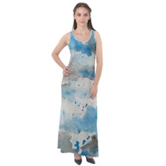 Watercolor Splatter Sleeveless Velour Maxi Dress