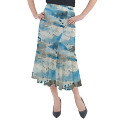 Watercolor Splatter Midi Mermaid Skirt