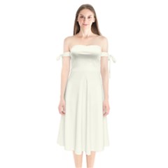 Sweet Cream Shoulder Tie Bardot Midi Dress