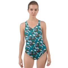 Koala Bears Pattern Cut-out Back One Piece Swimsuit by bloomingvinedesign