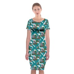 Koala Bears Pattern Classic Short Sleeve Midi Dress by bloomingvinedesign