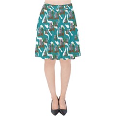 Koala Bears Pattern Velvet High Waist Skirt by bloomingvinedesign