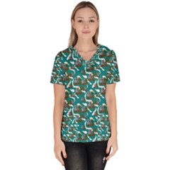 Koala Bears Pattern Women s V-neck Scrub Top by bloomingvinedesign