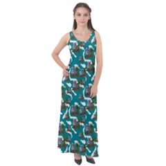 Koala Bears Pattern Sleeveless Velour Maxi Dress by bloomingvinedesign