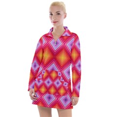 Texture Surface Orange Pink Women s Long Sleeve Casual Dress