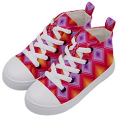 Texture Surface Orange Pink Kids  Mid-top Canvas Sneakers