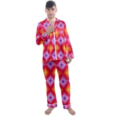 Texture Surface Orange Pink Men s Satin Pajamas Long Pants Set