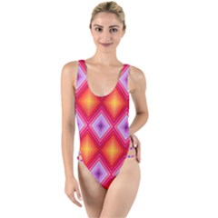 Texture Surface Orange Pink High Leg Strappy Swimsuit by Mariart