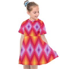 Texture Surface Orange Pink Kids  Sailor Dress