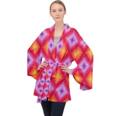 Texture Surface Orange Pink Velvet Kimono Robe by Mariart