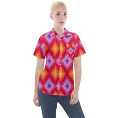 Texture Surface Orange Pink Women s Short Sleeve Pocket Shirt