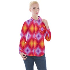 Texture Surface Orange Pink Women s Long Sleeve Pocket Shirt