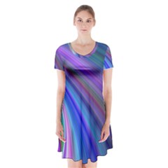 Background Abstract Curves Short Sleeve V-neck Flare Dress by Bajindul