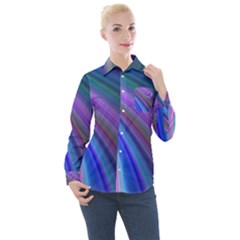 Background Abstract Curves Women s Long Sleeve Pocket Shirt