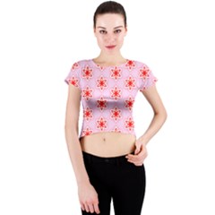 Texture Star Backgrounds Pink Crew Neck Crop Top