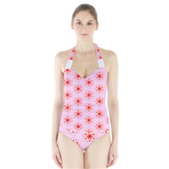 Texture Star Backgrounds Pink Halter Swimsuit