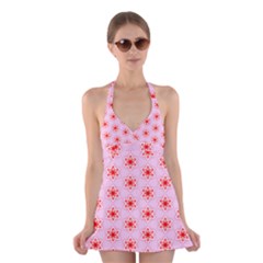 Texture Star Backgrounds Pink Halter Dress Swimsuit 