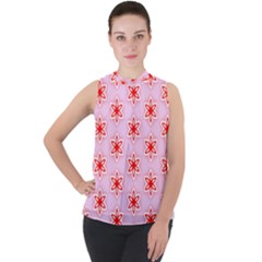 Texture Star Backgrounds Pink Mock Neck Chiffon Sleeveless Top by HermanTelo