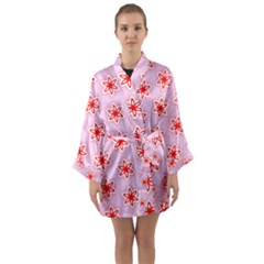 Texture Star Backgrounds Pink Long Sleeve Kimono Robe