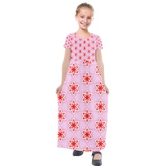 Texture Star Backgrounds Pink Kids  Short Sleeve Maxi Dress