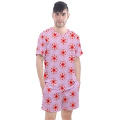 Texture Star Backgrounds Pink Men s Mesh Tee And Shorts Set