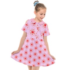 Texture Star Backgrounds Pink Kids  Short Sleeve Shirt Dress